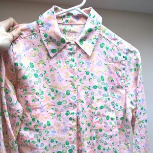 Lilly Pulitzer XXS NWT Pink Sea View Button Down Linen Top Urchin Pink
